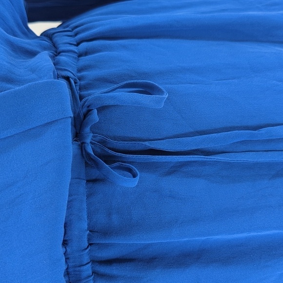 Babaton 3/4 Sleeves Silk Blouson Shirtdress Blue M Business casual preppy classi - Picture 4 of 8